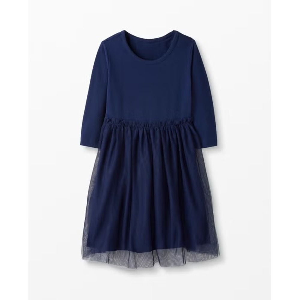 Hanna Andersson Girls Navy Blue Tulle Ballet Dress Long Sleeve Size 110 US 5